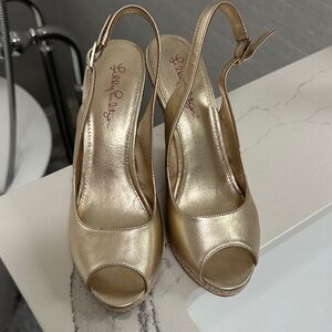 Lilly Pulitzer Metallic Gold Slingback Heels